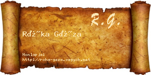 Róka Géza névjegykártya